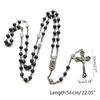 62KD Rosary Beads Long Necklace with Jesus Christ Crucifix for Cross Catholic Prayer Pendant Party Gift for Men Women