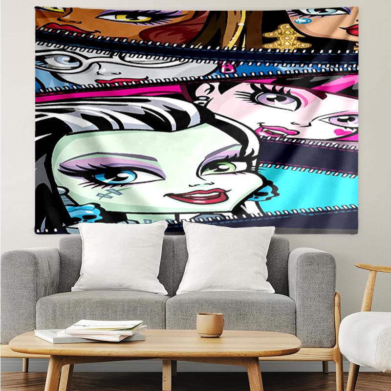 Monster High1 Tapestry for Bedroom Aesthetic Classroom Tapestries Wall Hanging for Living Room Dorm Office,Ideal Creative Gift