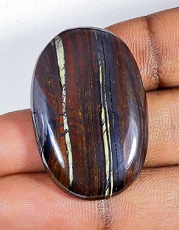 

61Cts. Natural Iron Tiger Oval Cabochon Loose Gemstone 23X33X06MM DD-69