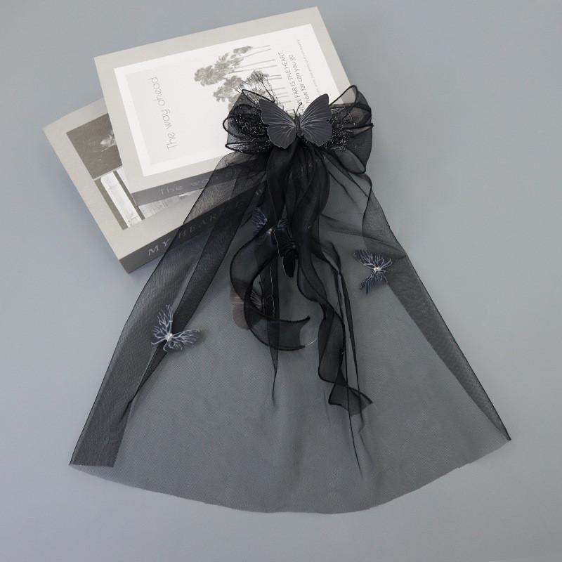 Dark Themed Butterfly Hair Clip With Mask And Diy Features For Halloween Parties