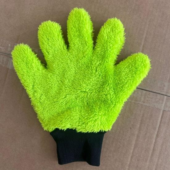 1 Stück beidseitiger dicker Plüsch-Waschhandschuh für das Auto, weicher 5-Finger-kratzfreier Handschuh für die Schaumreinigung, wasserdicht, Handgelenk, Detailpflege