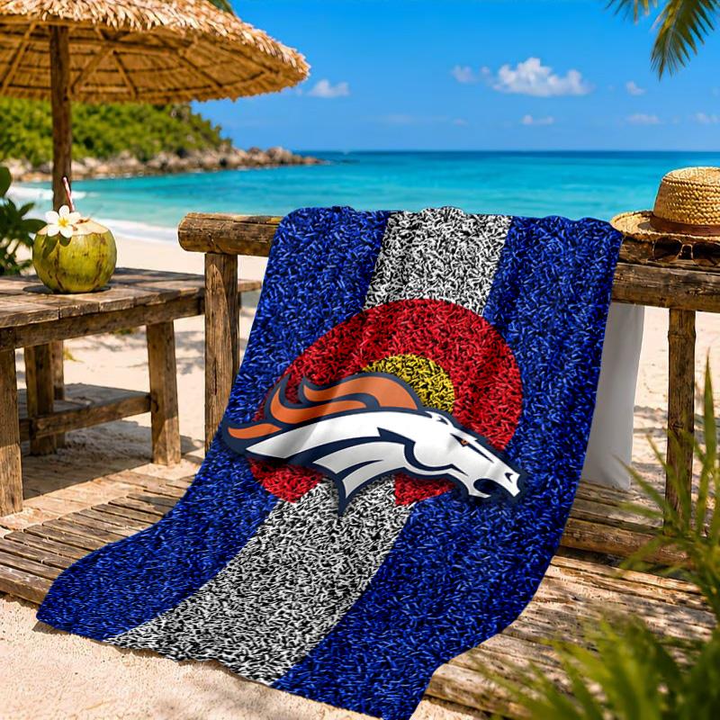 Telo Mare Logo Denver Broncos, Asciugatura Rapida, Facile da Curare, Adatto Sia per il Fitness che per le Vacanze al Mare, Essenziale Sportivo