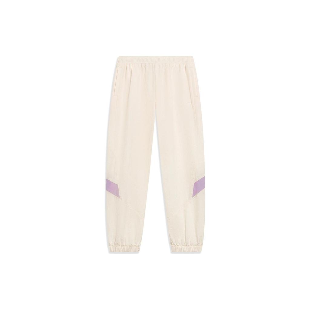 Li Ning Sports Trend Series Solid Color Loose Fit Joggers Women Joggers Off-White AYKT168-4