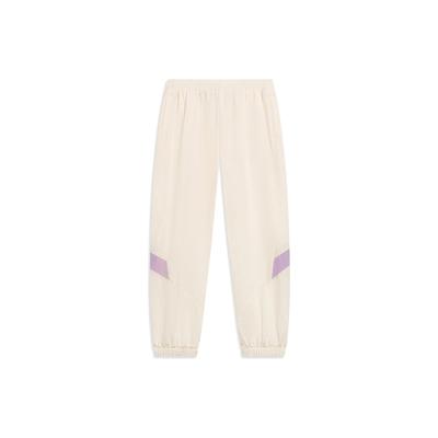 Li Ning Sports Trend Series Solid Color Loose Fit Joggers Women Joggers Off-White AYKT168-4