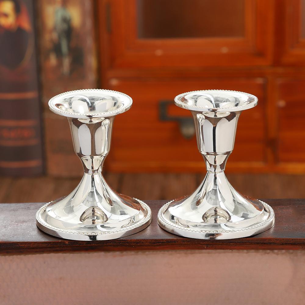 2pcs Vintage Zinc Alloy Candle Holders Elegant European Table Decor for Romantic Dinner Home Centerpiece