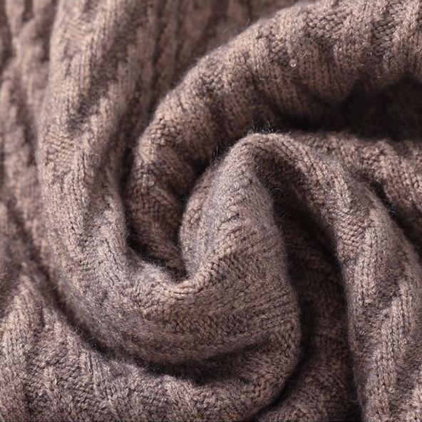 Women's Loose Mid-length Sweater Autumn Winter Thickened crew neck Solid Color Sweater with Pockets
