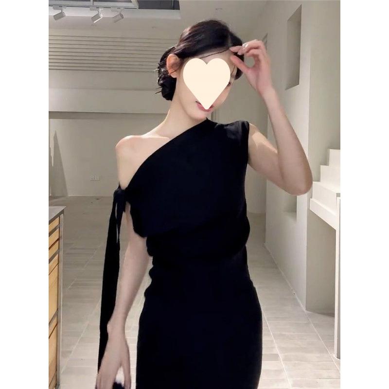 Summer Atmosphere, Beautiful Temperament, Waist and Thin Slanted Shoulder Hip Dress, Children's New Summer Long Dress