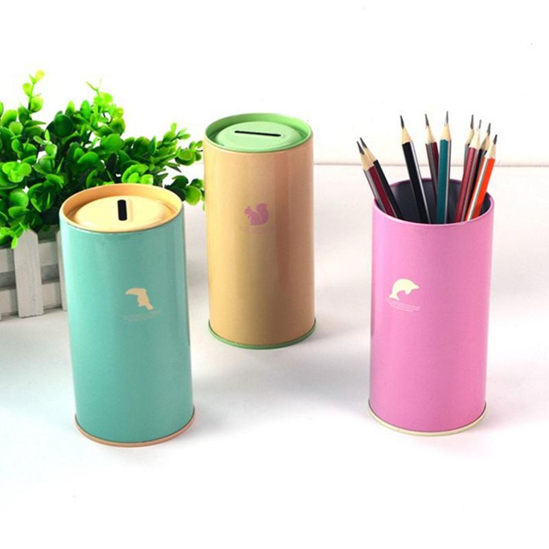 Hojalata Redonda Animal Color Caramelo Hucha Caja de Dinero Hucha de Metal Latas Lindas para Misceláneas Latas de Almacenamiento Latas de Regalo Decoración del Hogar