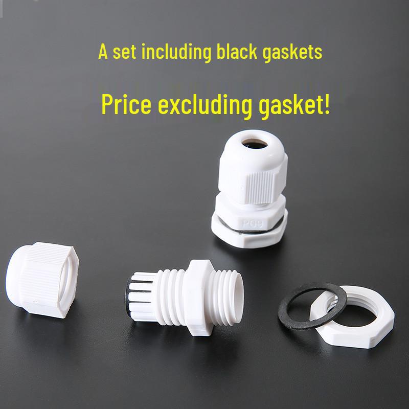 Waterproof Nylon Cable Gland Connector PG7-PG13.5, Black/White