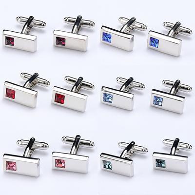 Gift Box Men'S Suit French Cufflinks Sleeve Nails Shirt Buckles Women'S Cuff Buckles Long White Strip Crystal Cuffs