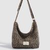 Large Capacity Commuter Tote Bag for Women 2024 New Korean Style Leopard Print Canvas Bag Casual Simple Single Shoulder Crossbody Bag