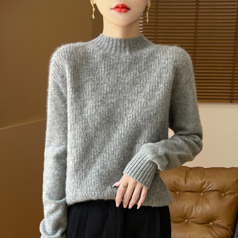 Women's cashmere sweater Qinghe cashmere 30% cashmere 70% wool autumn and winter pullover warm and fashionable