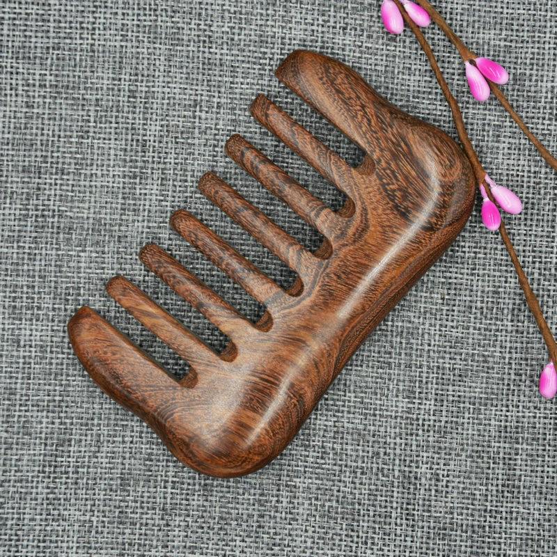 Exquisite Phoenix Style Black Gold Sandalwood Comb: Anti-static Massage, 13cm Portable Wooden Gift.