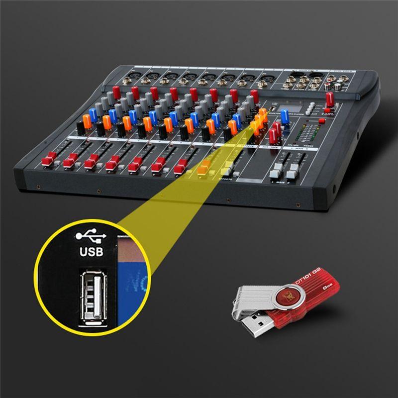 ABNR CT80 Professional Audio Mixer 8-Channel Bluetooth USB Effect 48V Stage Party Sound Mixer Console