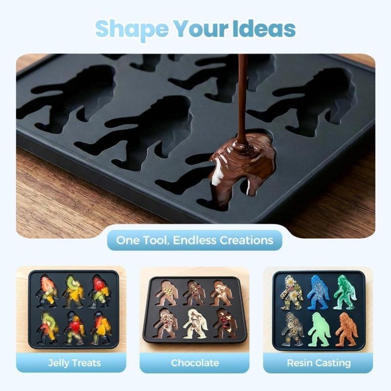 6-Cavity Bigfoot Ice Cube Mold Silicone Ice Maker Tray for Whiskey Cocktail