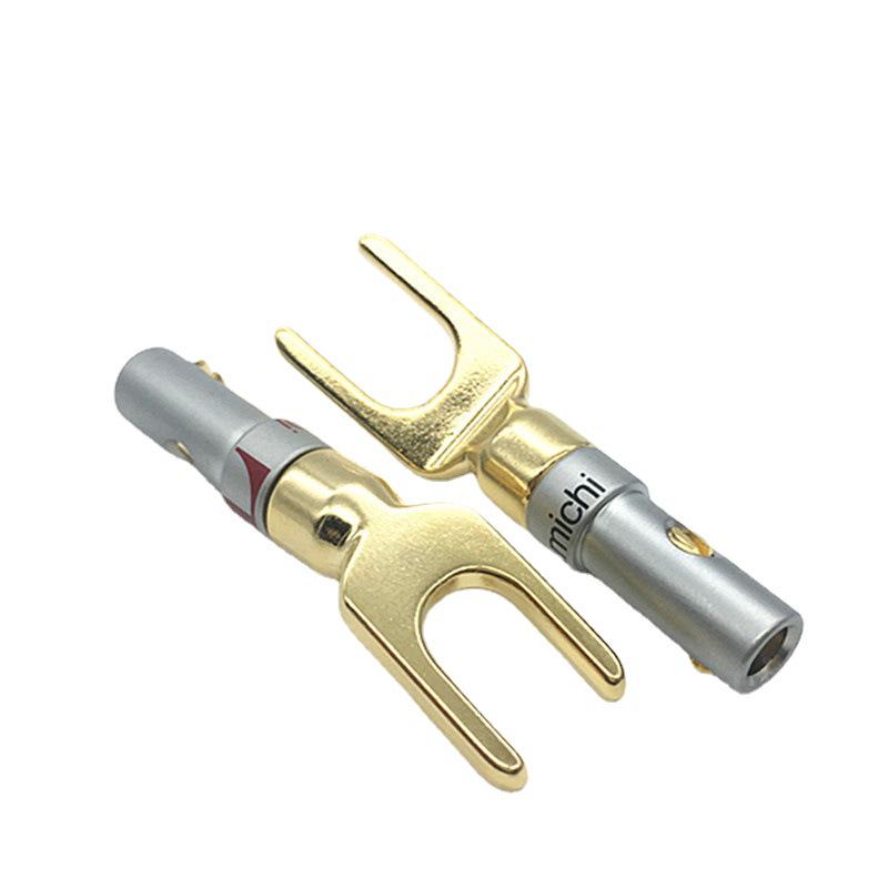 Nakamichi Copper Gold-Plated Audio Connector Set: U-Type, Banana, Video Y-Type, Speaker Plugs