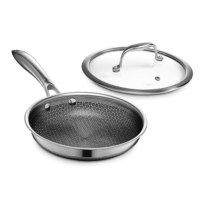 

HexClad Hybrid Nonstick Frying Pan [20cm] [Nonstick] Induction/Oven/Dishwasher Safe (Manufacturer Direct Warranty Included) [HexClad] Tempered Glass