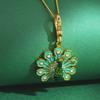 Ethnic Style Peacock Pendant Necklace with Enamel and Diamond-Inlaid Feathers