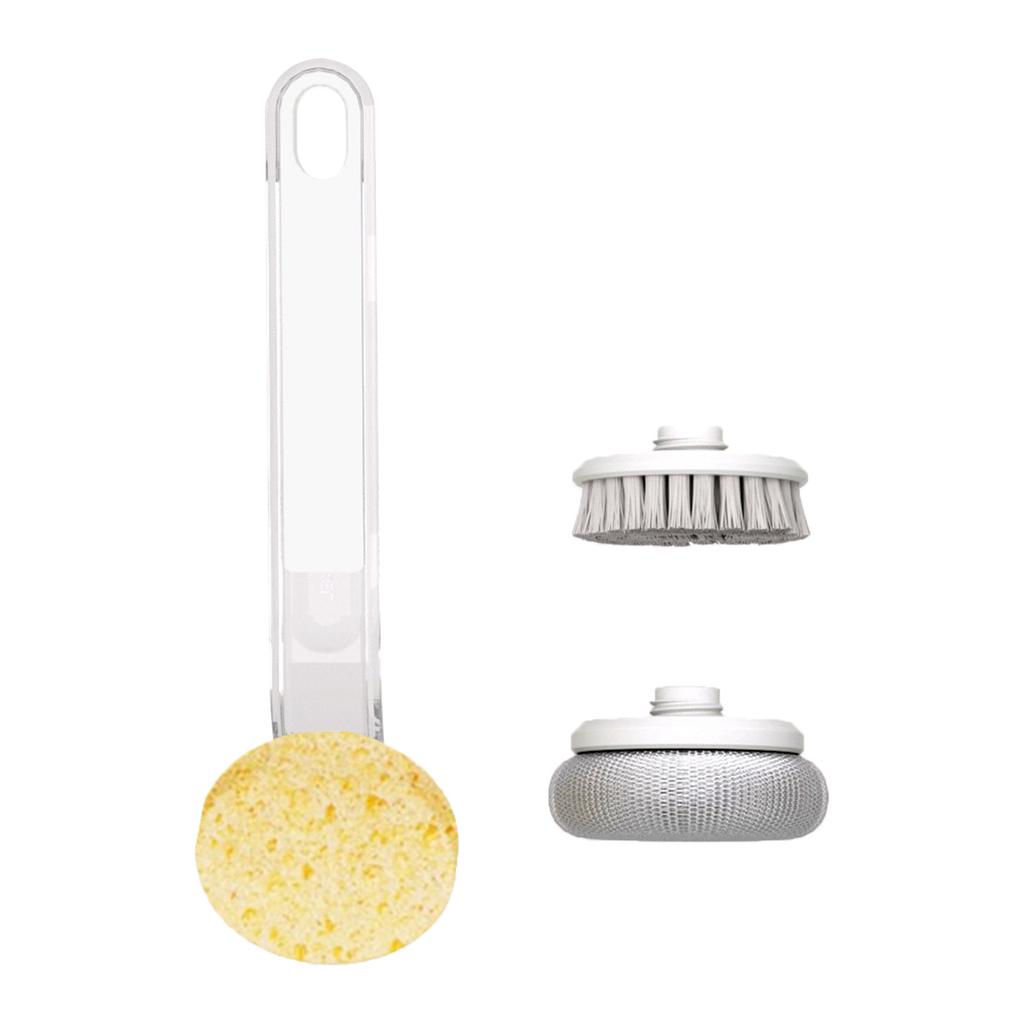 Kitchen Dish Brushes 3 in 1   Handle Pot Pan Sponge Scrubber Brush Cleaning Tool Set