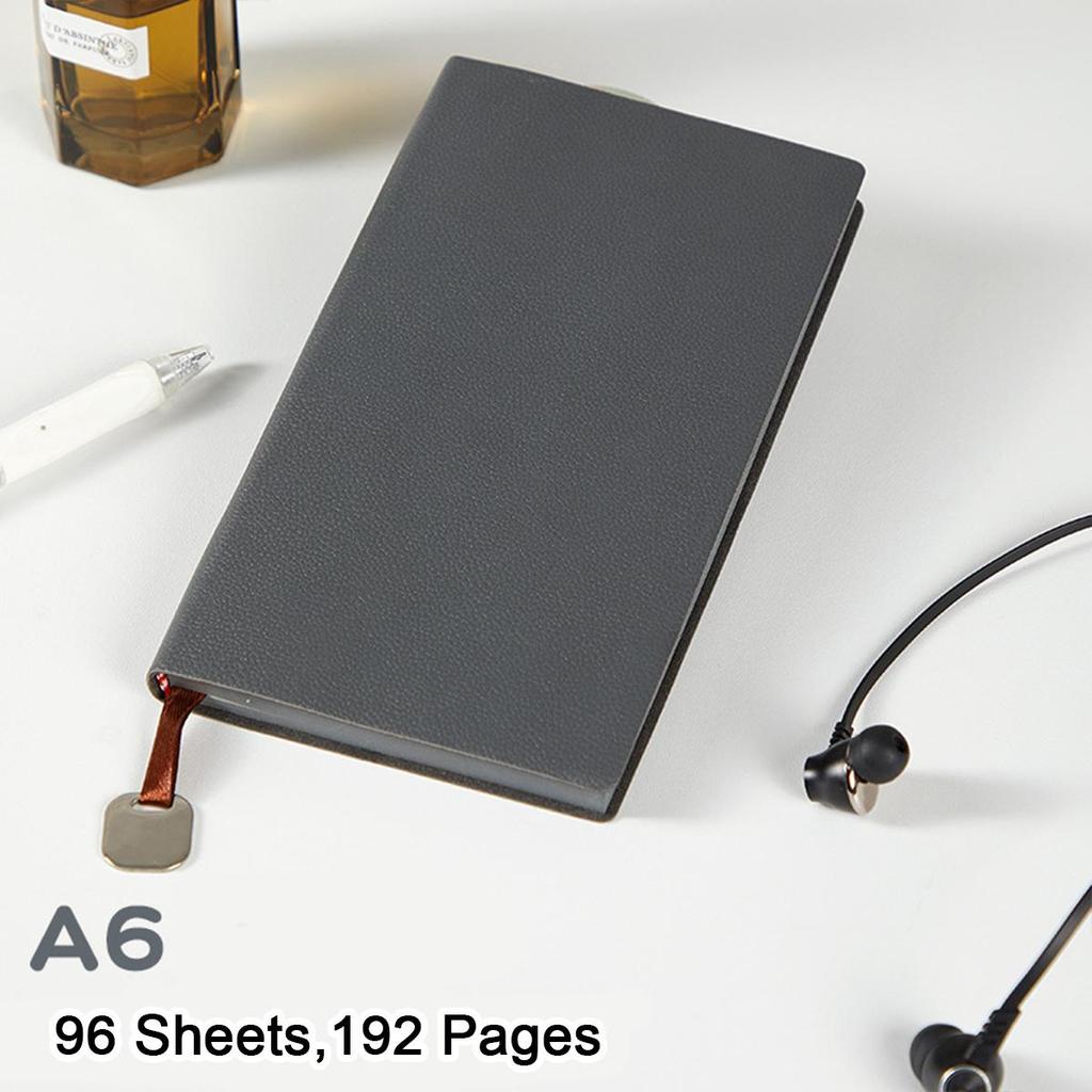 A6 litchi leather thickened student subject notebook, small diary, work notebook, business meeting record book, 96 sheets 192 pages