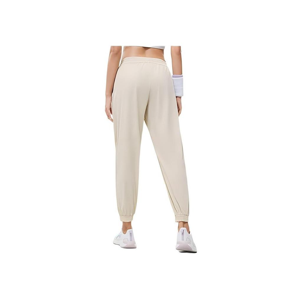 Li-Ning Fitness Series Solid Color Quick-Dry Drawstring Cool Loose Sports Pants Women Bottoms Foam-Khaki AYKT500-1