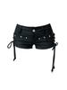 VIONA Women's Black Gothic Denim Shorts Vintage Aesthetic Korean Low Waist Jean Shorts Harajuku Y2k Cowboy Short Pants Clothes Summer
