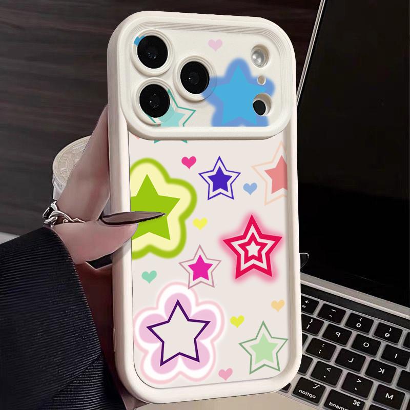 Shockproof Phone Case For iPhone 17 Pro Max Blended Colorful Stars Pattern Silicone Cover For iPhone 16 Pro Max Cover iPhone 15 14 13 12 11 16E