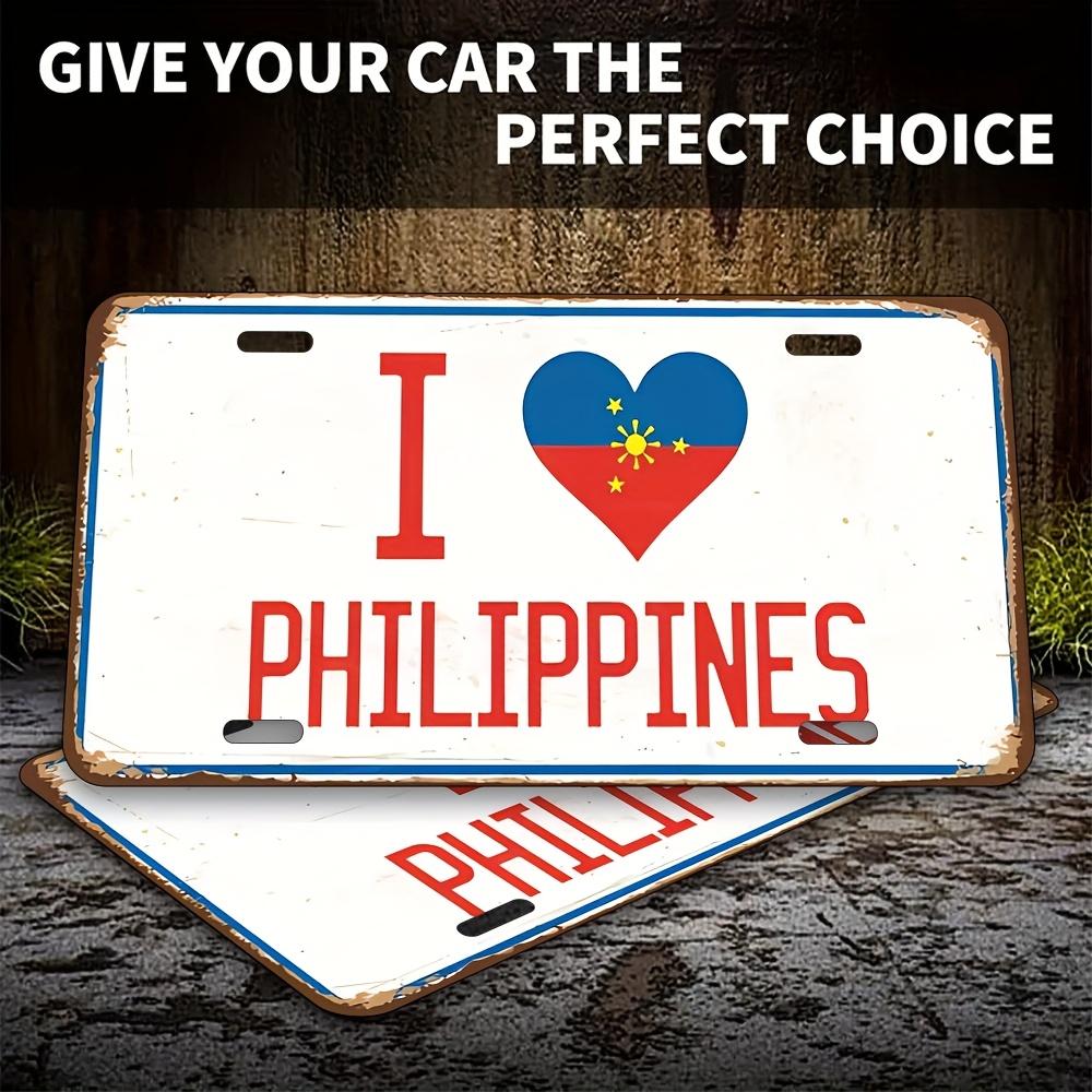 Vintage Philippines Flag Metal Wall Plaque Philippines Map HeartShaped Flag with Philippine Symbols Durable WallMounted Han 15x30cm(5.9x7.8inch)