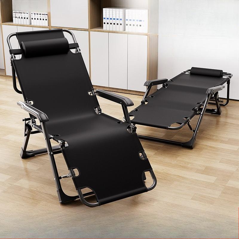 

Steel Frame Folding Dual-use Lounge Chair Sit And Lie Reclining Backrest Chair For Home Office Beach Noon Nap Daily Rest Seat чёрный