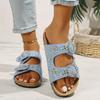 Fashion Women Slippers 2025 Summer Beach Cork Slippers Casual Non-slip Sandals Clogs Slides Women Slip on Double Buckle Shoes Women