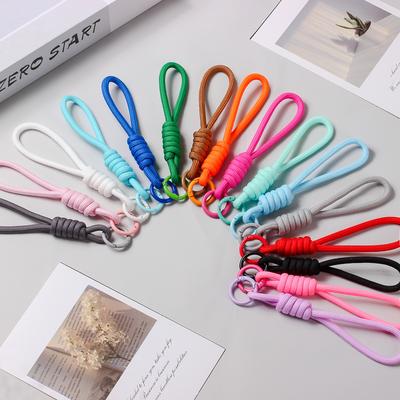 Creative And Simple Mobile Phone Lanyard Doll Card Cover Boarding Pass Schoolbag Keychain Colorful Woven Rope Hanging Jewelry