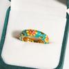 Vintage Colorful Enamel Flower Rings Trendy Geometric Female Minimalist Flower For Ladies Wedding Party Engagement Jewelry Gift