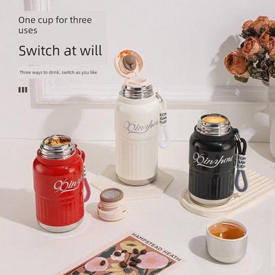 Ins Korean-Style Thermos Pot, Large-Capacity Thermos Cup, High-Looking Water Cup for Girls, with Lid, Pop-Up Cup, Student Water Cup