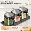 3Pcs/set Clear Glass Condiment Jar Spice Container with Lids and Spoons Storage Condiment Canisters Pots