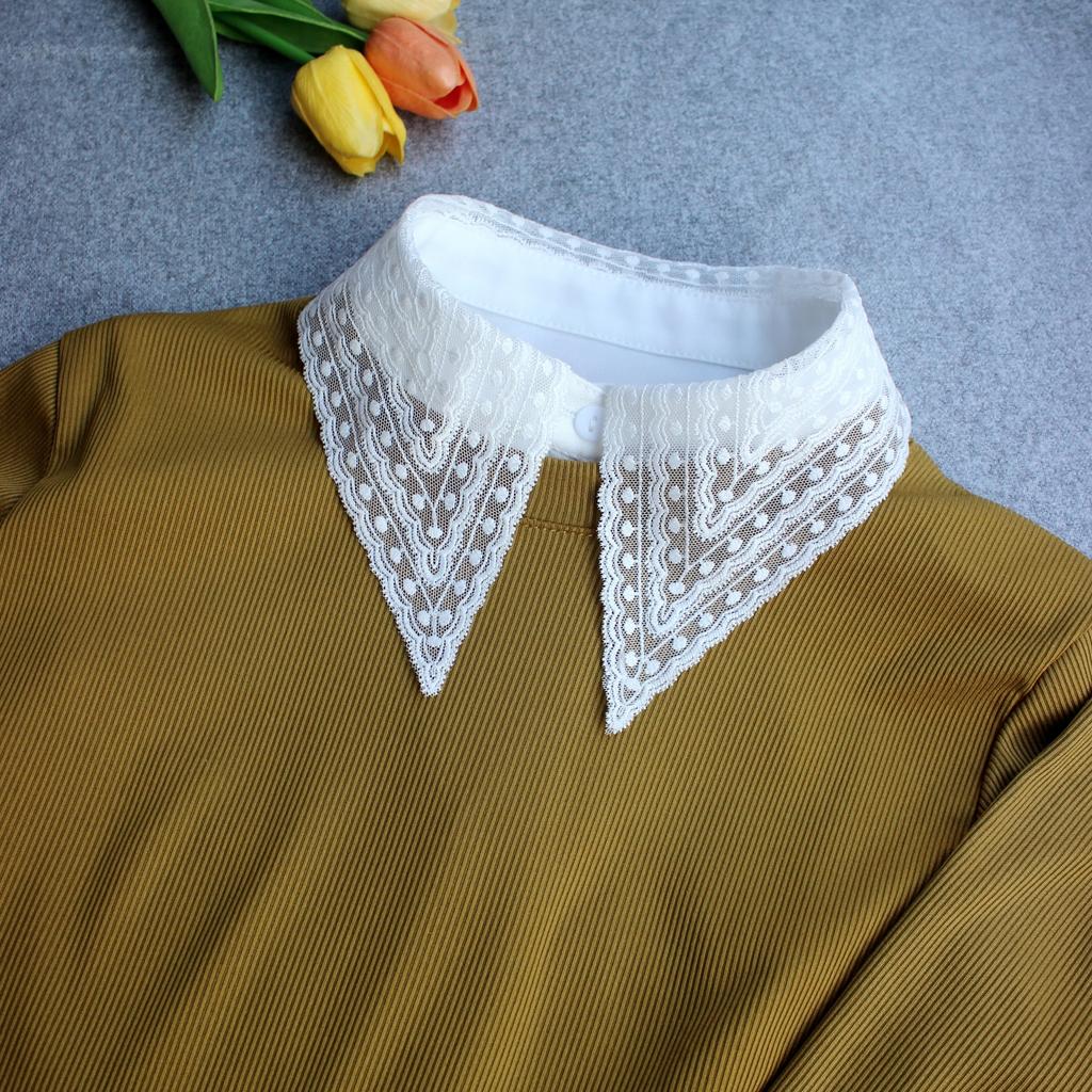 1 high-end hollowed detachable collar with lace & bead embellishment, elegant preppy style, versatile for all seasons, matches s