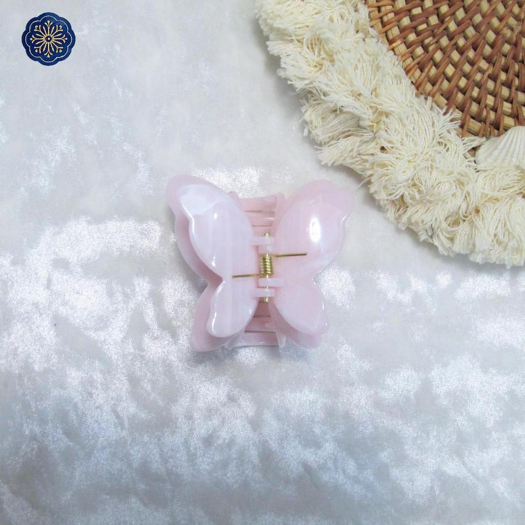 Gradient Butterfly Claw Hair Clip - Fashionable Marble Texture Updo Accessory