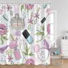 Pink Perfume Shower Curtains Cosmetic Lipsticks Red Lips Flower Panther Pattern Bathroom Decorations Polyester Bath Curtain