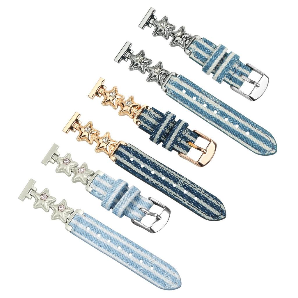 14mm Lily2 Strap for Garmin Lily 2 Smartwatch Fashion Star Nylon Quick Release Watch Strap Women Watch Denim Canvas Wristband