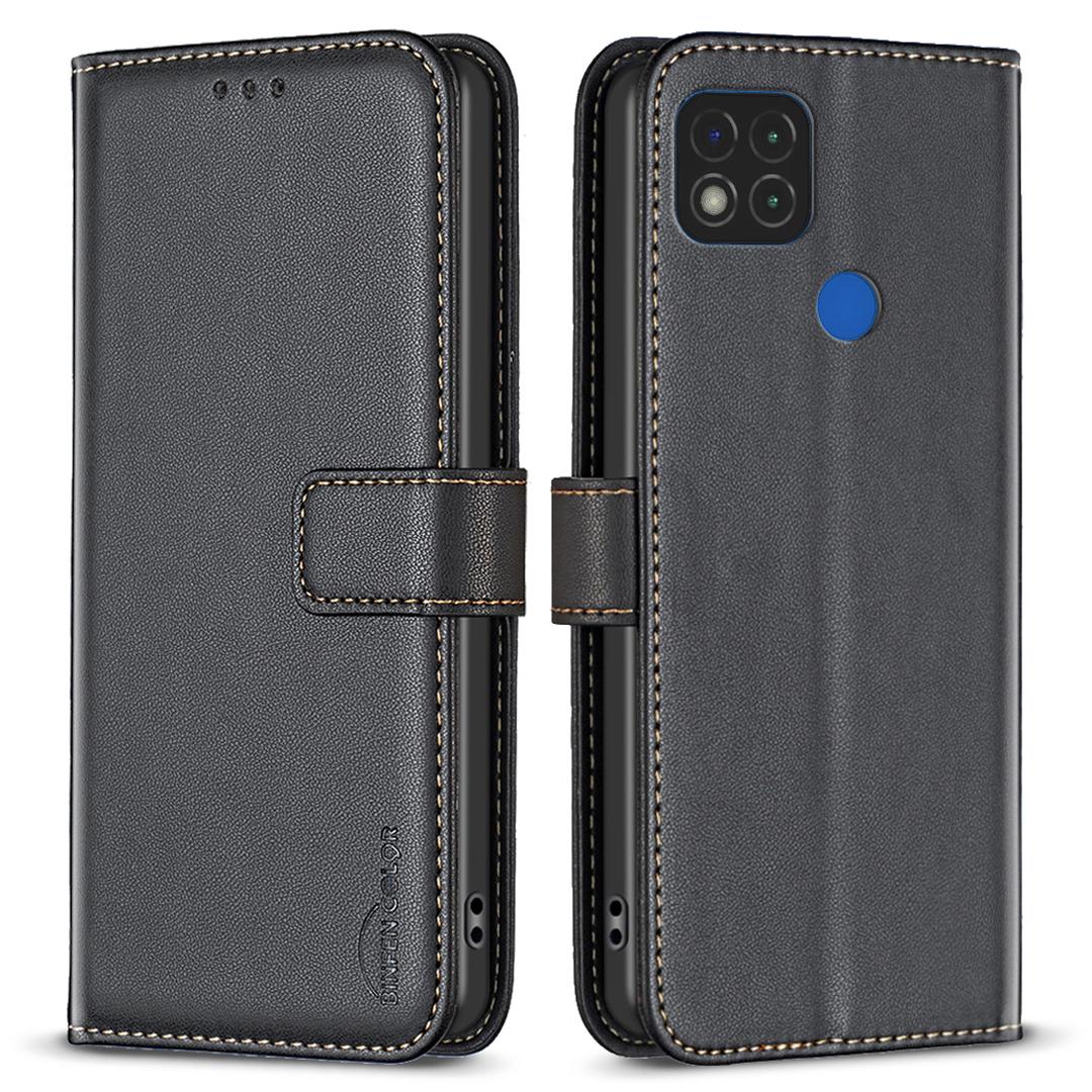 

BINFEN COLOR BF17 Wallet Case for Xiaomi Redmi 9C/Redmi 9C NFC/Redmi 10A/Poco C31 Stand Leather Phone Cover Black