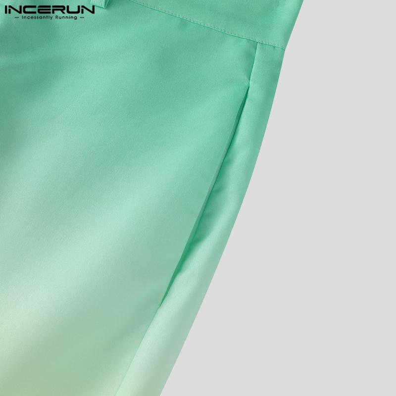 INCERUN 2PCS Men Sleeveless One Shoulder Gradient Tank Tops and Long Harem Pants Outfits Sets