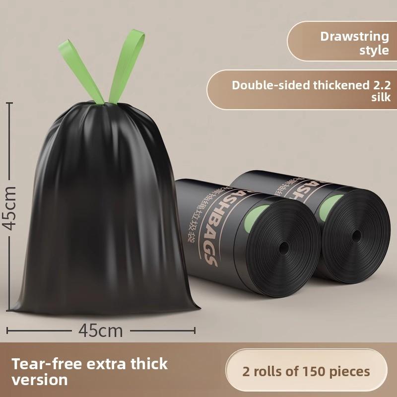 Household Heavy Duty Drawstring Trash Bags With Handles For Kitchen And Home Use