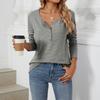 Women's Fashion Striped Loose Fit Casual Long Sleeve Button-Up T-Shirt Top