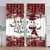 JIT 2pcs Snowflake Plaid Curtain   Winter Christmas Window Decor   Thermal Insulated   Rod Pocket   Home Decor