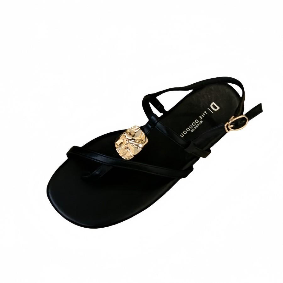 Flat Heel Sandals Women's Outfit Beautiful French Retro Metal Buckle Cross Strap Flat Heel Vacation Sandals Women's Summer