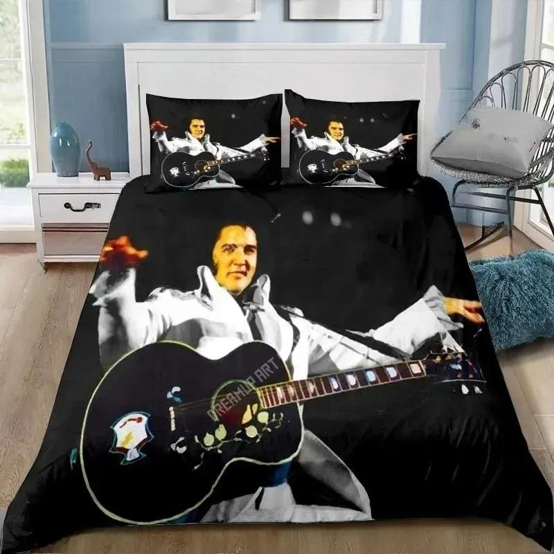 P-Presley Duvet Cover Retro E-Elvis Bedding Set Comforter Bed Set Quilt Cover Pillowcase King Queen Twin Size Boys Girls Adults