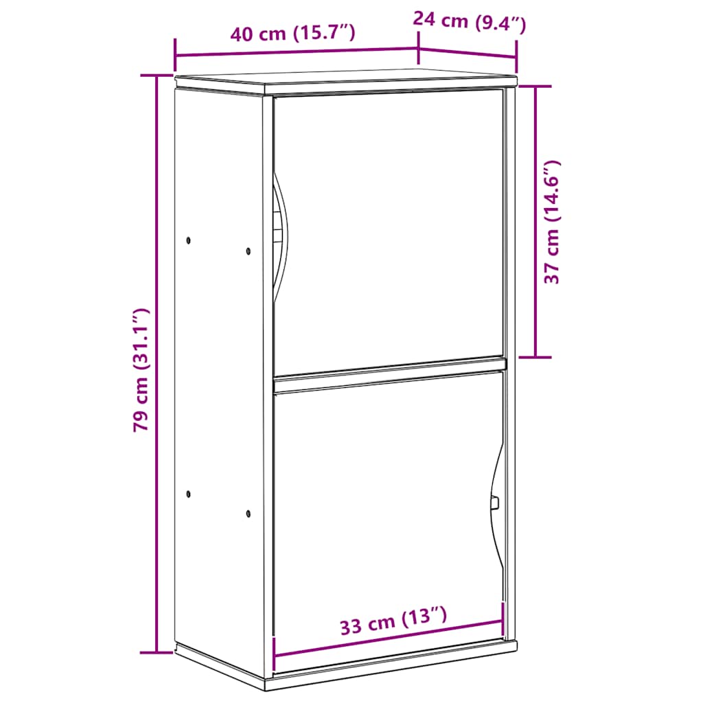 Side Cabinet ODDA White 40x24x79 Cm Solid Pine Wood