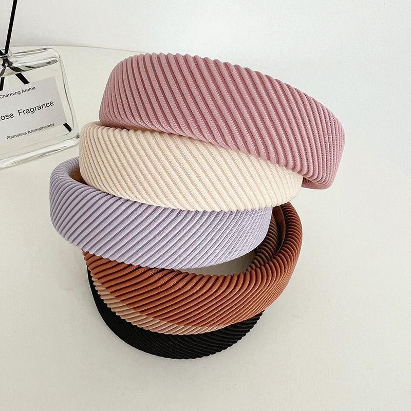 Retro Hair Band Headdress Hairpin Knitted Hair Tie Sponge Headband Solid Color