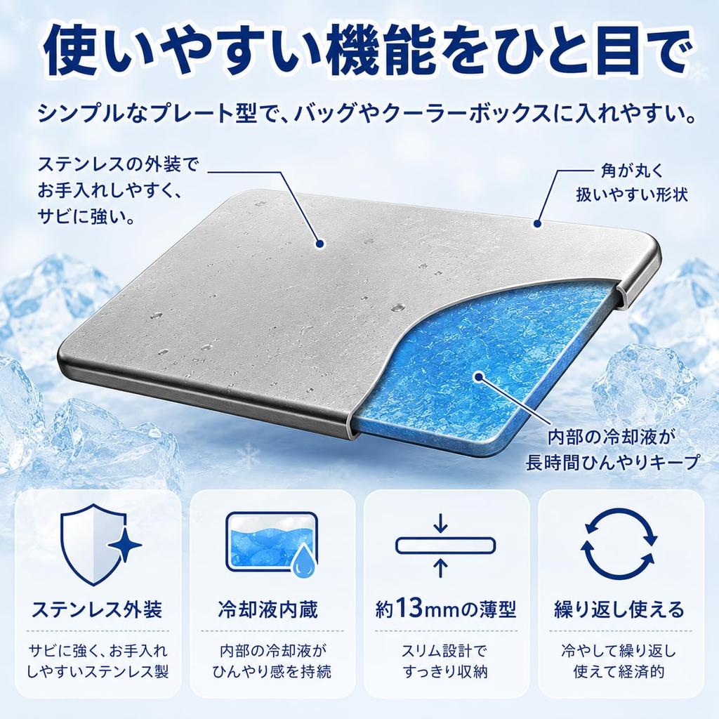 Stainless Steel Ice Packs of Powerful Rapid Small Made of 304 Stainless Ideal for Cooler Lunch Heatstroke and Emergency Preparedness 2 (Set 2)