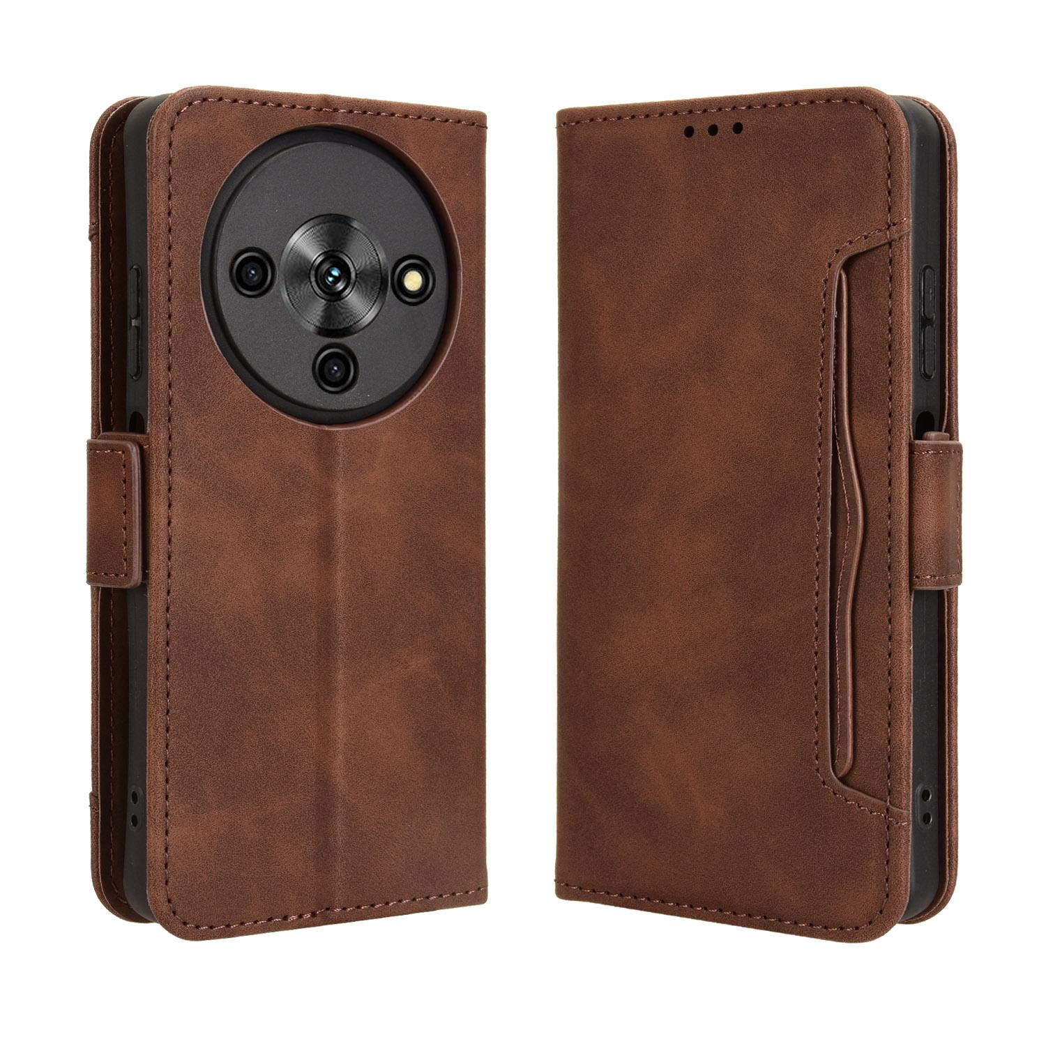 

For ZTE Blade A76 5G Leather Case Phone Wallet Cover with Multiple Card Slots Brown