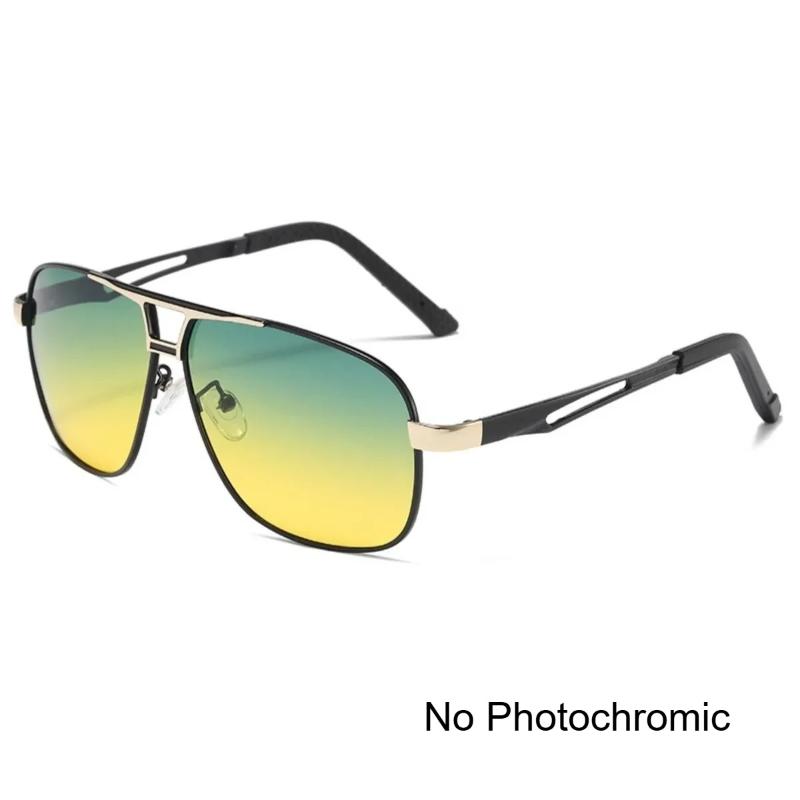 Men Night Vision Polarized Pochromic Sunglasses Aviator Style Yellow Color Change Lenses Driving Sun Glasses